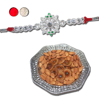 "Rakhi - SIL-6050 A (Single Rakhi),Dryfruit Thali - RD900 - Click here to View more details about this Product